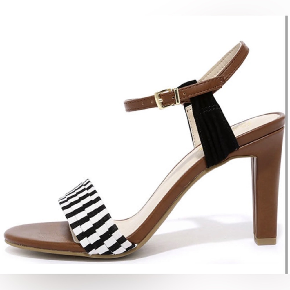 Seychelles Prime Black and White Striped Heels